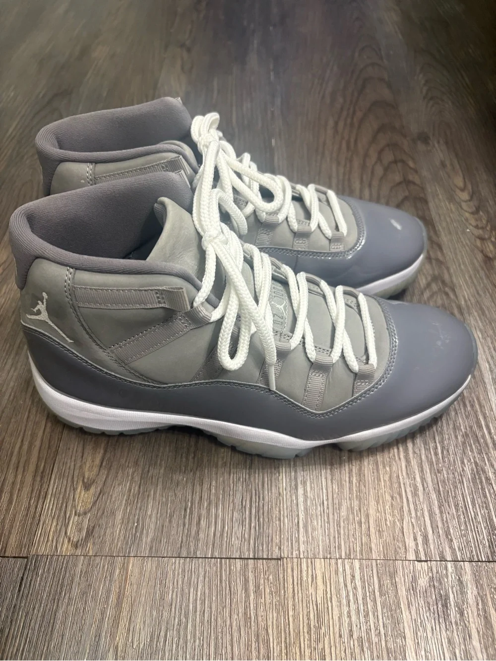 Jordan Men's High-Top Sneakers in Gray with White Laces